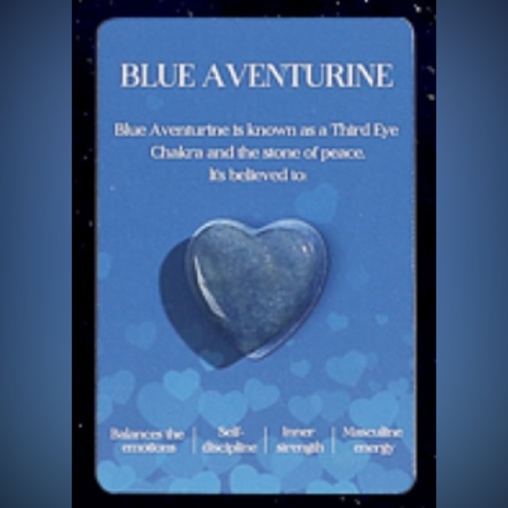 Natural heart shaped‎ healing worry gemstone Blue Aventurine balance meditation